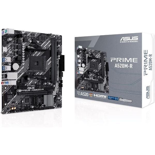 Placa Mãe Asus Prime A520M-R, Socket AMD AM4, DDR4, Chipset A520, M.2 NVme, USB 3.2, HDMI - Micro ATX