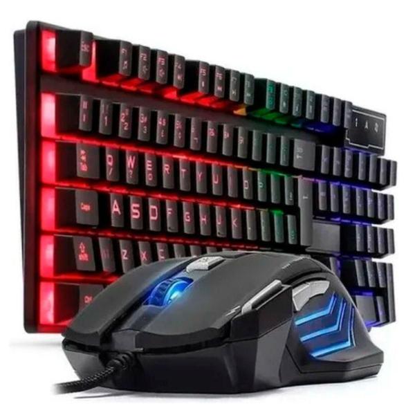 Kit Teclado e Mouse Gamer DW-550 RGB LED Preto USB