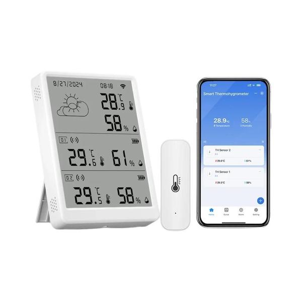 Estação Meteorológica Inteligente WiFi Com Sensor De Temperatura Tuya, Kit Termo-higrômetro Com