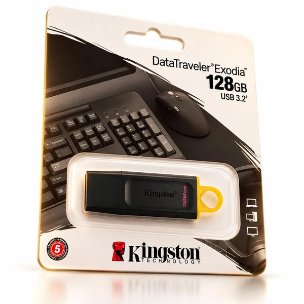 Pen drive kingston exodia 128gb usb 3.2 preto