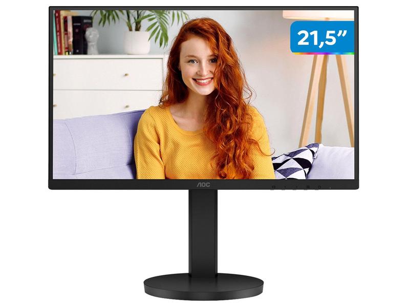 Monitor 22 Led Full HD AOC, Com Ajuste de Altura, 75Hz VGA HDMI 22B3HMF, Preto