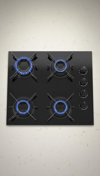 Cooktop 4 Bocas Vidro Temperado Preto