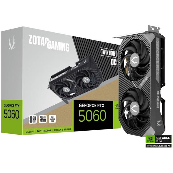 Placa De Vídeo Zotac Rtx 5060 Twin Edge Oc 8gb Gddr7 128 Bit Dlss4 Ray Tracing Zt-b50600h-10m