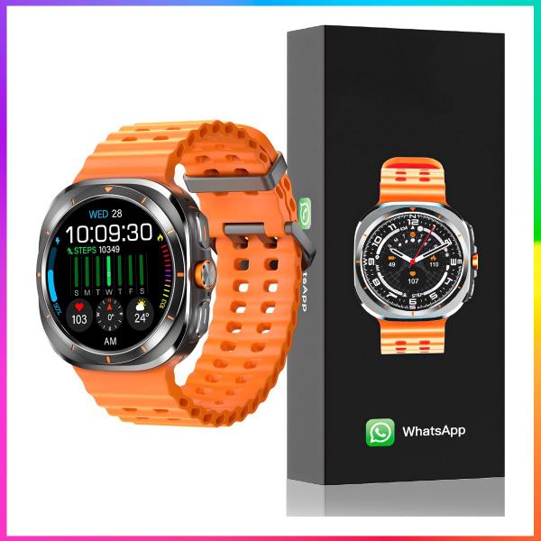 Smartwatch Inteligente MA27 Laranja Ultra Style NFC Prova Dágua IP68 Amoled Responde Whats 47mm Relógio Watch Inteligent
