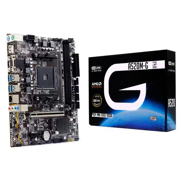 Placa Mãe Goline A520M-G2 DDR4 Socket AM4 Chipset AMD A520