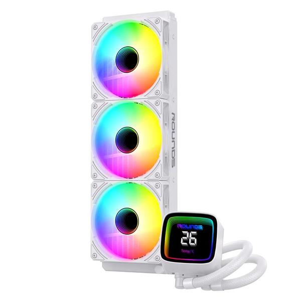 Water Cooler Round5 Boreah 360mm ARGB Com Display Cor Branca