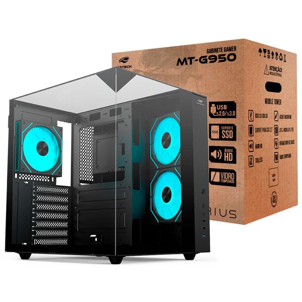 Gabinete Gamer C3Tech Aquarius, Frontal e Lateral em Vidro, USB 3.0, Preto - MT-G950BK