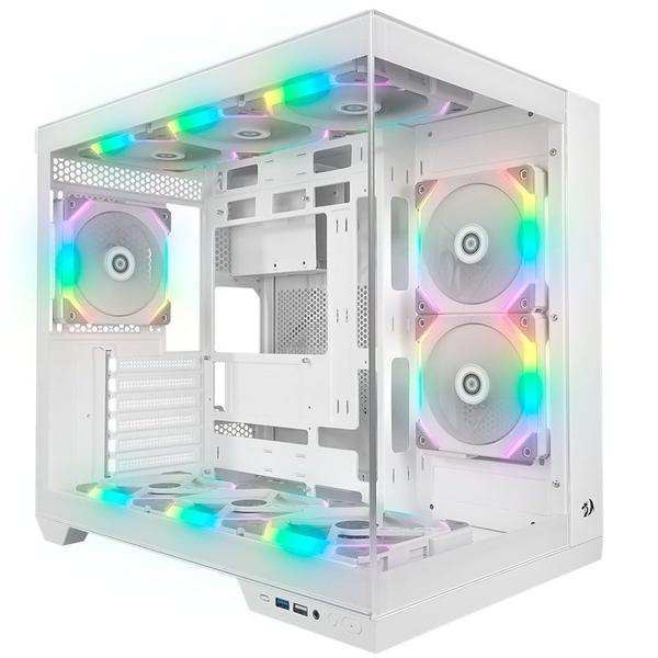 Gabinete gamer mid tower sem fan sem fonte ca-604w-pro wideload pro branco redragon