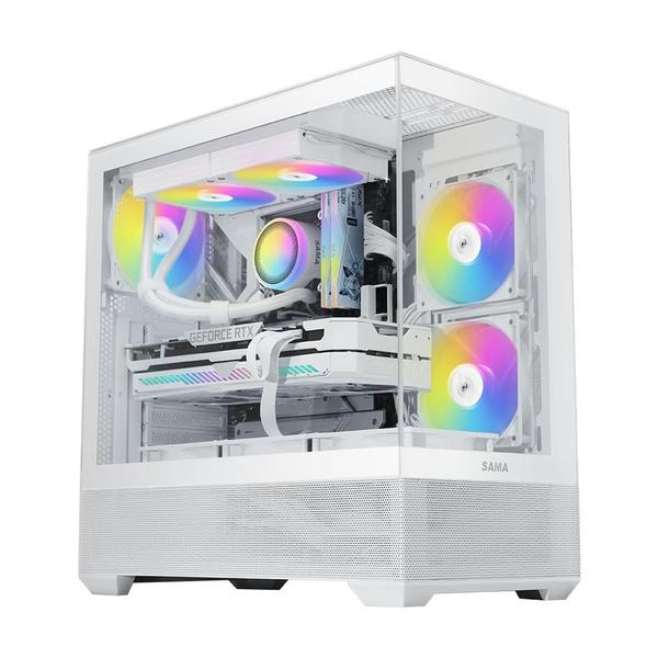 Gabinete para PC SAMA V40 Branco ATX Mid Tower com 6 Ventoinhas ARGB