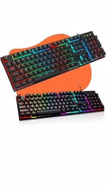 Teclado Gamer Semi Mecânico Led Rgb Abnt2 Usb Pc Computador