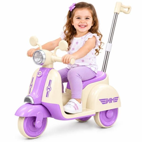 Moto Elétrica Infantil Scooter Crianças Acima de 3 Anos Bateria Recarregável Com ou Sem Empurrador