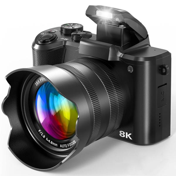 Câmera Digital Fulealfly 8K 88MP WiFi para Vlogs com Tela Touch de 3,2''