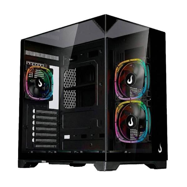 Gabinete Rise Mode Galaxy Full Glass X Black Matx Mid Tower Vidro Temperado Usb 3.0 Sem Fans Preto Rm-Ca-Fgx-B