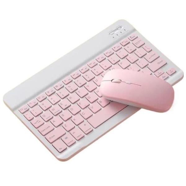 Conjunto Teclado e Mouse Bluetooth Recarregável Ultrafino Compatível com Android, Windows, Samsung e Tablets Compacto e Portátil