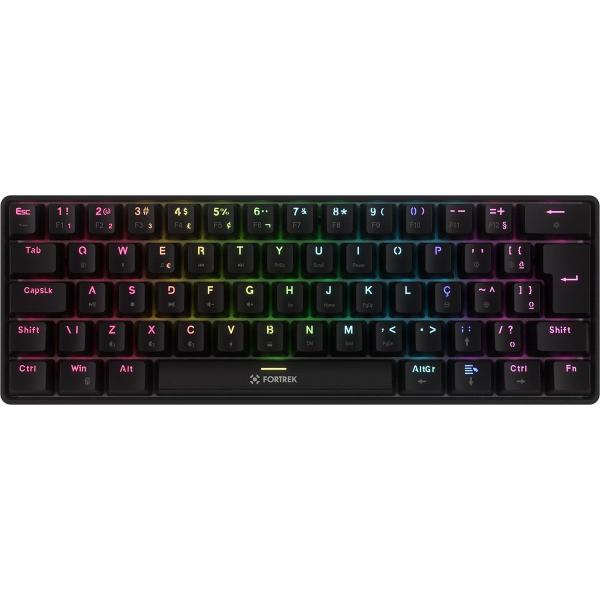 Teclado mecanico gamer fortrek gravity air compact rainbow wireless switch brown preto 84977