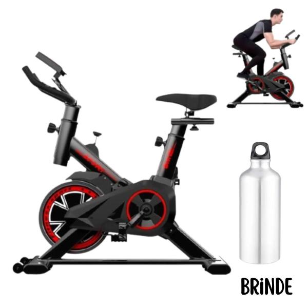 Bicicleta Ergométrica Spinning Profissional Exercicio 120KG Academia com Painel Digital Inércia 14KG