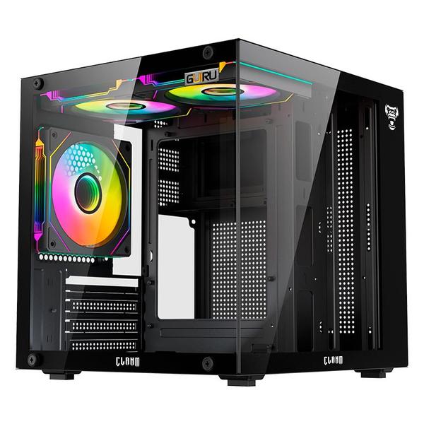 Gabinete Gamer CLANM Guiru Mid Tower Vidro Temperado Preto