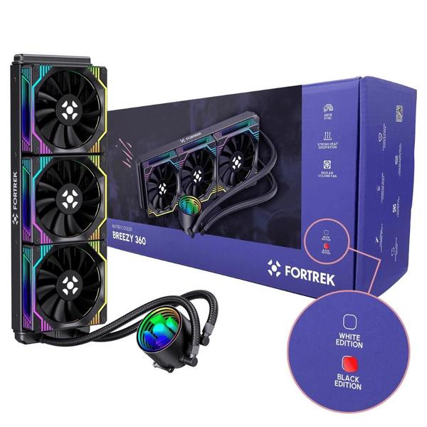 Water Cooler Fan Triplo 360MM ARGB Preto Breezy 360 Fortrek