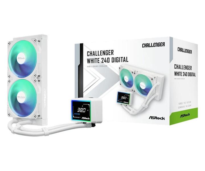 Water Cooler ASROCK Challenger White 240 Digital Branco 240MM ARGB com Display