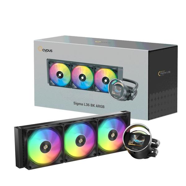Water cooler 360mm ocypus sigma l36 argb, display lcd, black - sigma-l36-bk3aawwn00x-gl