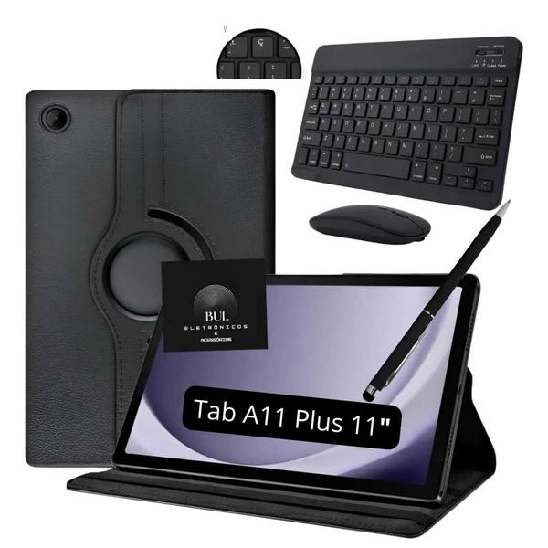 Kit Completo Para Galaxy Tab A11 Plus 11 - 2025 Capa Giratória - Teclado e Mouse Bluetooth e Caneta