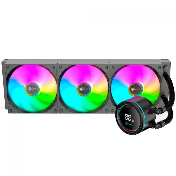 Water Cooler Kalkan Alpha 360 ARGB, 360mm, Com Display, Intel-AMD, Preto, KLK00048