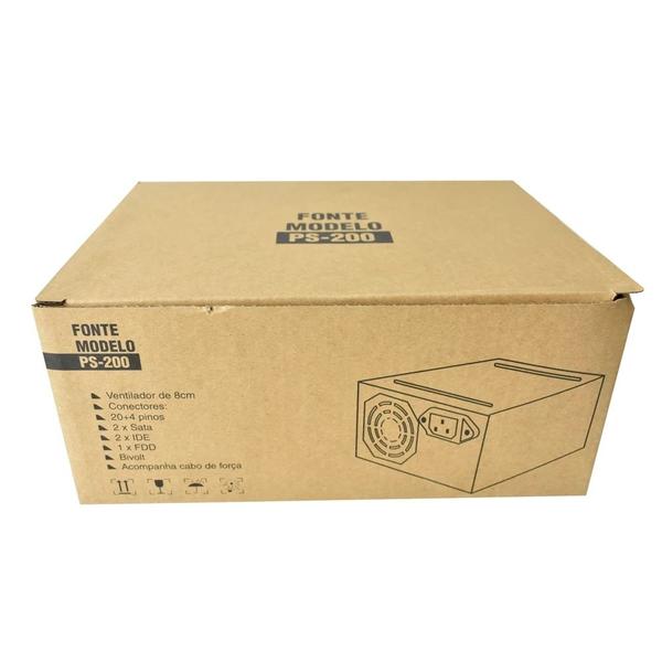 Fonte Atx Evus Ps-200 200w 20/24p 2 Sata Com Caixa