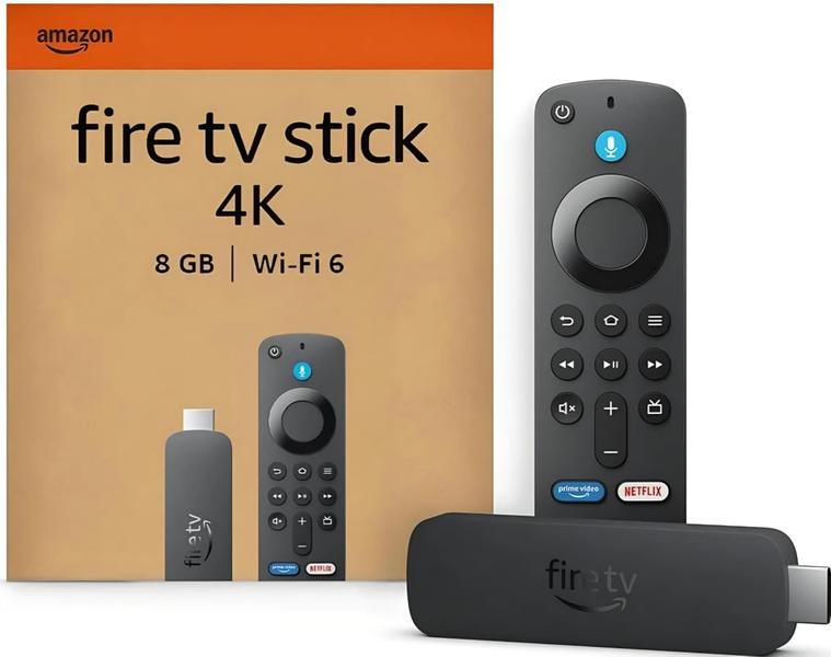 Amazon Fire TV Stick 4K 2ª Geração 8GB, WiFi 6, HDMI 2.1, sistema Fire OS 8, Android 11, Preto,