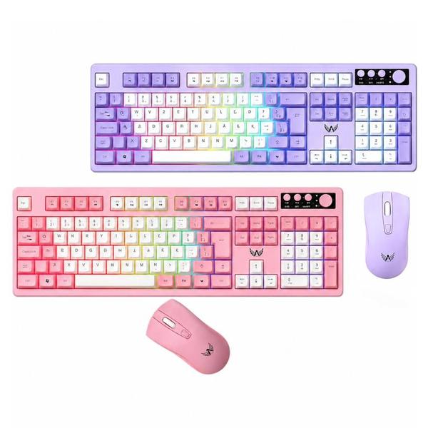 Kit Gamer Teclado SemiMecânico LED e Mouse 1200 DPI Sem Fio Altomex AL9511