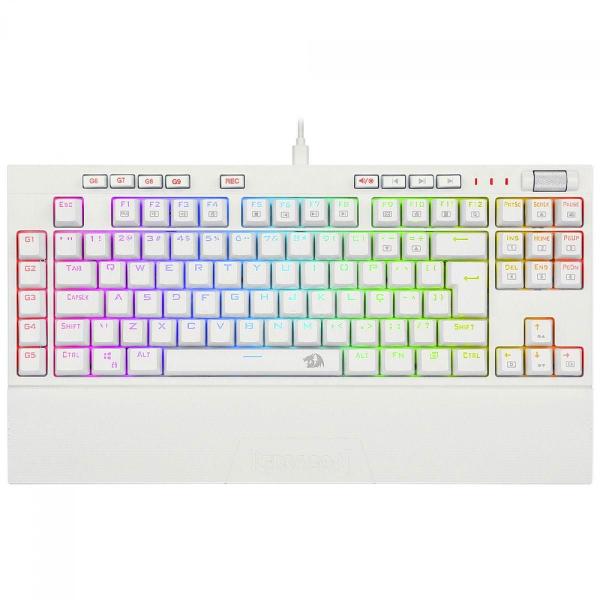 Teclado Mecânico Gamer Redragon Broadsword Pro ABNT2 Switch Vermelho Óptico RGB K588W-RGB-PRO PT-RED