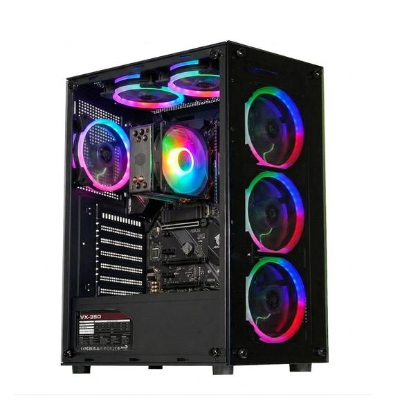 Gabinete gamer k-mex cg-30c5 lateral de vidro c/ 3 fans rgb