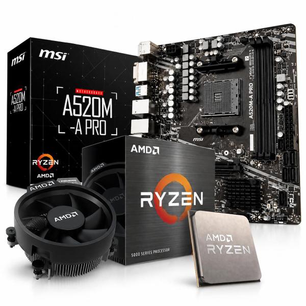 Kit Upgrade AMD Ryzen 5 5500 Placa Mãe MSI A520M-A PRO Kit Upgrade AMD Ryzen 5 5500 Placa Mãe MSI A520M-A PRO