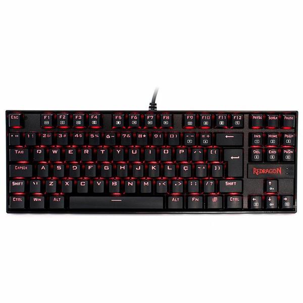 Teclado Mecânico Gamer Redragon Kumara, Anti-Ghosting, LED Vermelho, Switch Outemu Black, ABNT2, Preto - K552-2 (PT-BLACK)