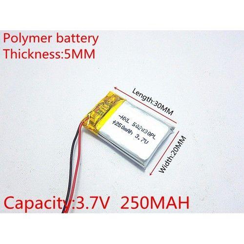 Bateria 2 Fios 3,7v 250 Mah 5mmx20mmx30mm NOVA