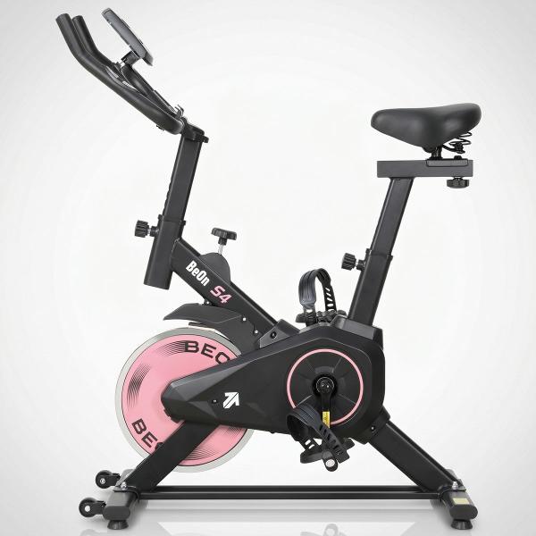 Bicicleta Spinning Ergométrica BeOn Fit S4 Gen2 Rosa 10kg de Inércia