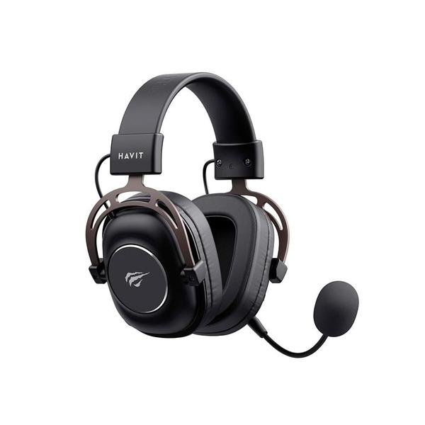 Headset Gamer Profissional Sem Fio Havit H2002YG, Driver 50mm, Wireless, USB-C e 3.5mm, Preto