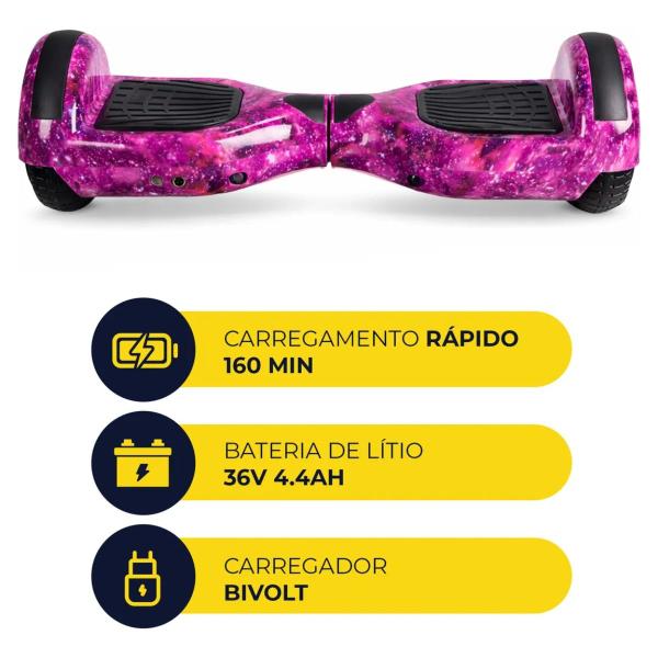 Hoverboard Elétrico Com Led Para Dia Das Crianças Cor:ROXO GALAXIA