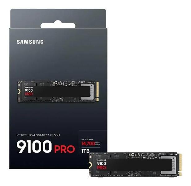 SSD M.2 1TB Samsung 9100 Pro PCIe Gen 5.0 x4 NVMe 2.0 Leitura até 14700MBs Gravação até 13300MBs