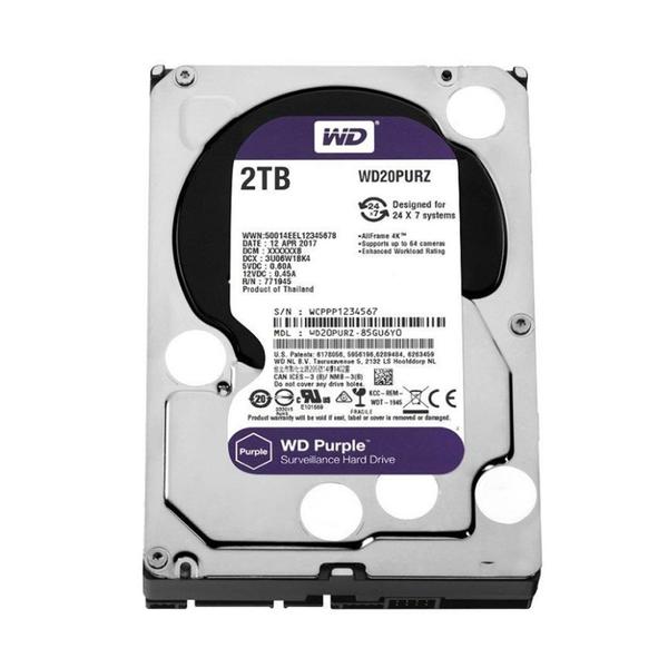 Hd 2tb Sata 3 5400rpm 64mb 3,5 Purple Vigilancia CFTV WD20PURZ Western Digital