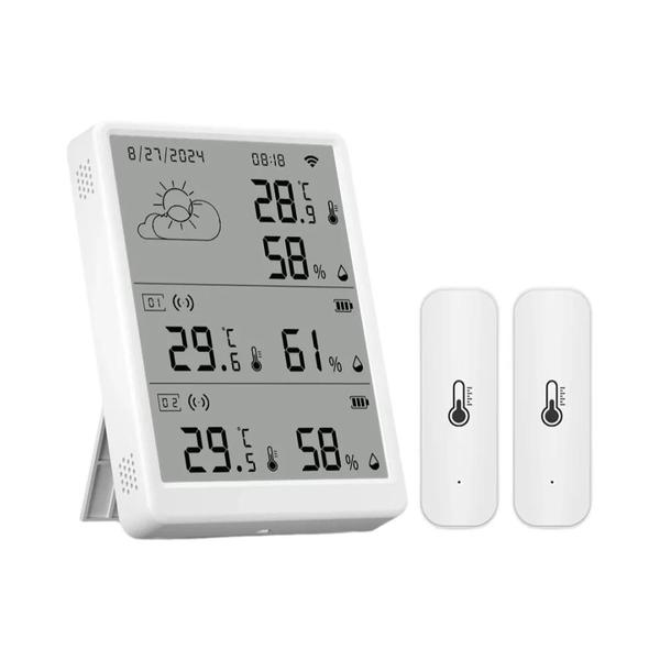 Estação Meteorológica Inteligente WiFi Com Sensor De Temperatura Tuya, Kit Termo-higrômetro Com