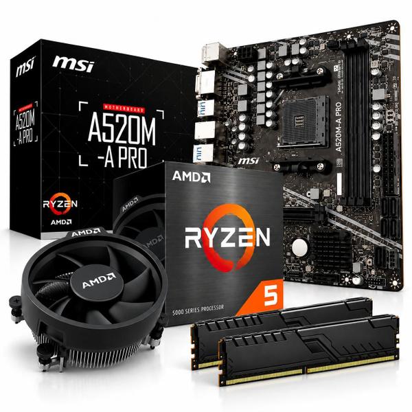 Kit Upgrade AMD Ryzen 5 5600GT Placa Mãe MSI A520M-A PRO Memoria Ram 16GB DDR4