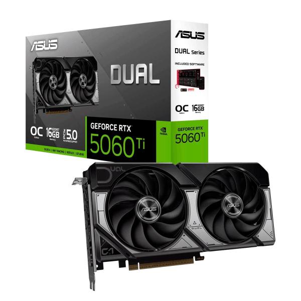 Placa de Vídeo Gráfica Gpu Rtx 5060 Ti Dual 2X 16Gb Gddr7 128 Bits Asus