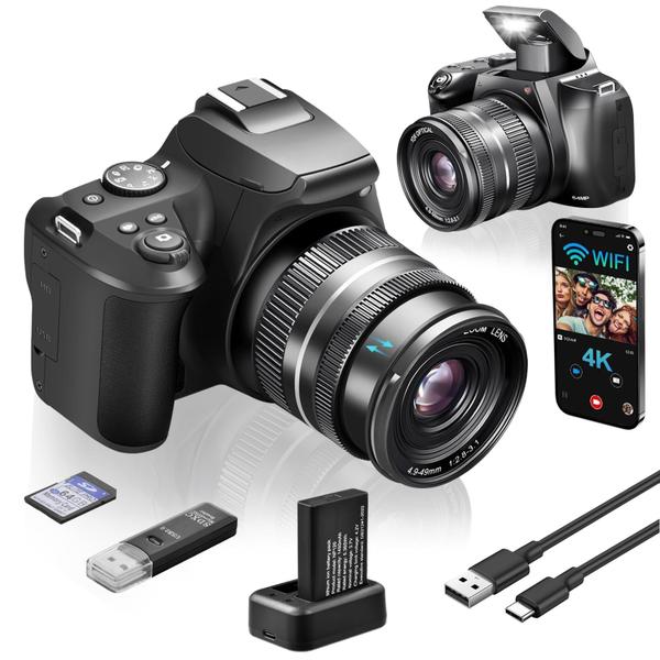 Câmera digital OIEXI 4K 64MP WiFi 10X Zoom óptico com 64GB