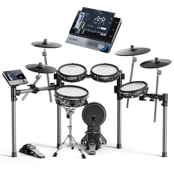 Bateria Eletrônica Donner Beat Max Módulo com Tela Touch Peles Mesh 2 Crashs 12" Dual Zone e Ride 14" Triple Zone com Choke 100 Kits e 1126 Sons USB