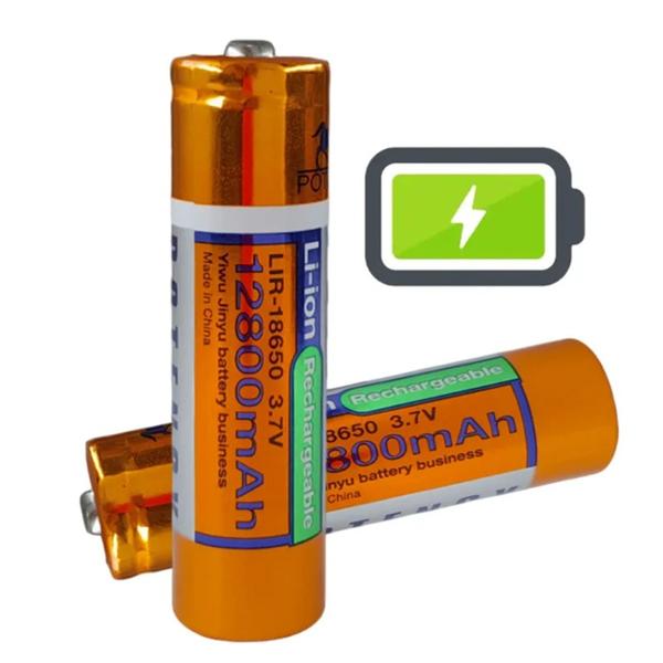 Kit 2 Pilhas 18650 12800mAh 3.7V Recarregável Li-ion Para Lanterna Tática Militar - Envio Rápido