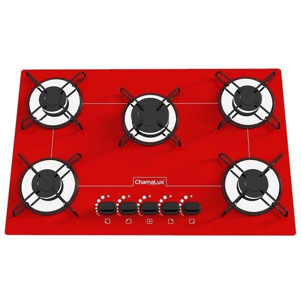 Fogão Cooktop 5 Bocas Ultra Chama Bivolt Chamalux - Vermelho