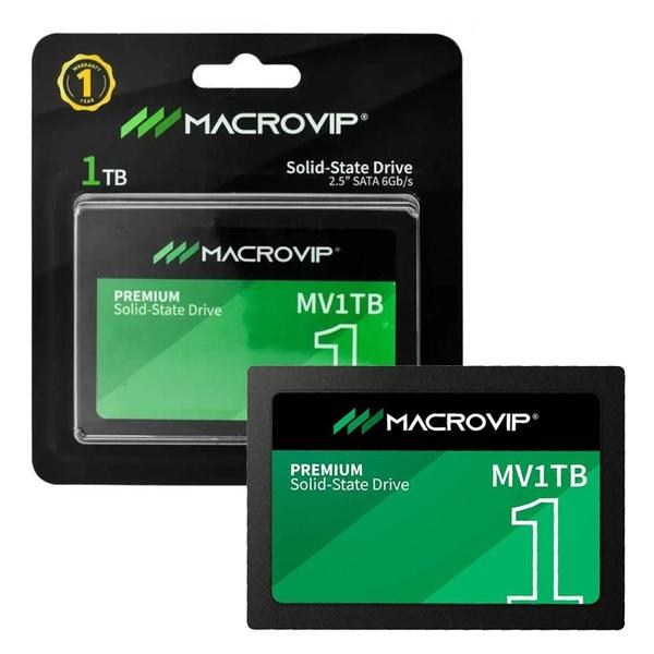 SSD 1TB Macrovip Premium SATA III 6GBs 2.5Pol Leitura 520MBs e Gravação 450MBs MV1TB
