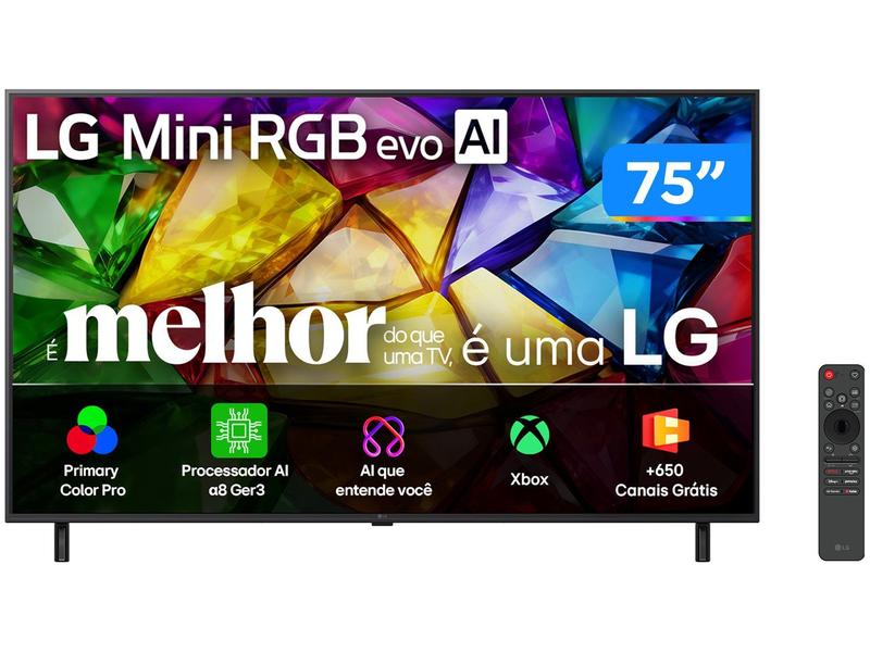 Smart TV 75" LG 4K UHD Mini RGB evo AI 75MRGB85BSC WebOS 26 2026