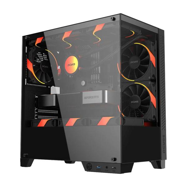 Gabinete Gamer Pcyes Forcefield Twr Black Vulcan Gfftwrbv PCYES
