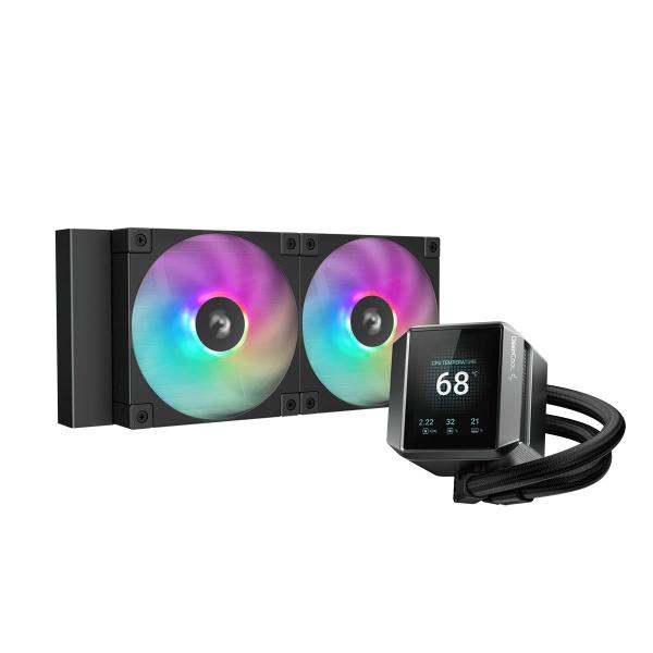 Water cooler deepcool mystique 240 argb 240mm amd/intel com display preto - r-lx550-bkadsnc-g-1